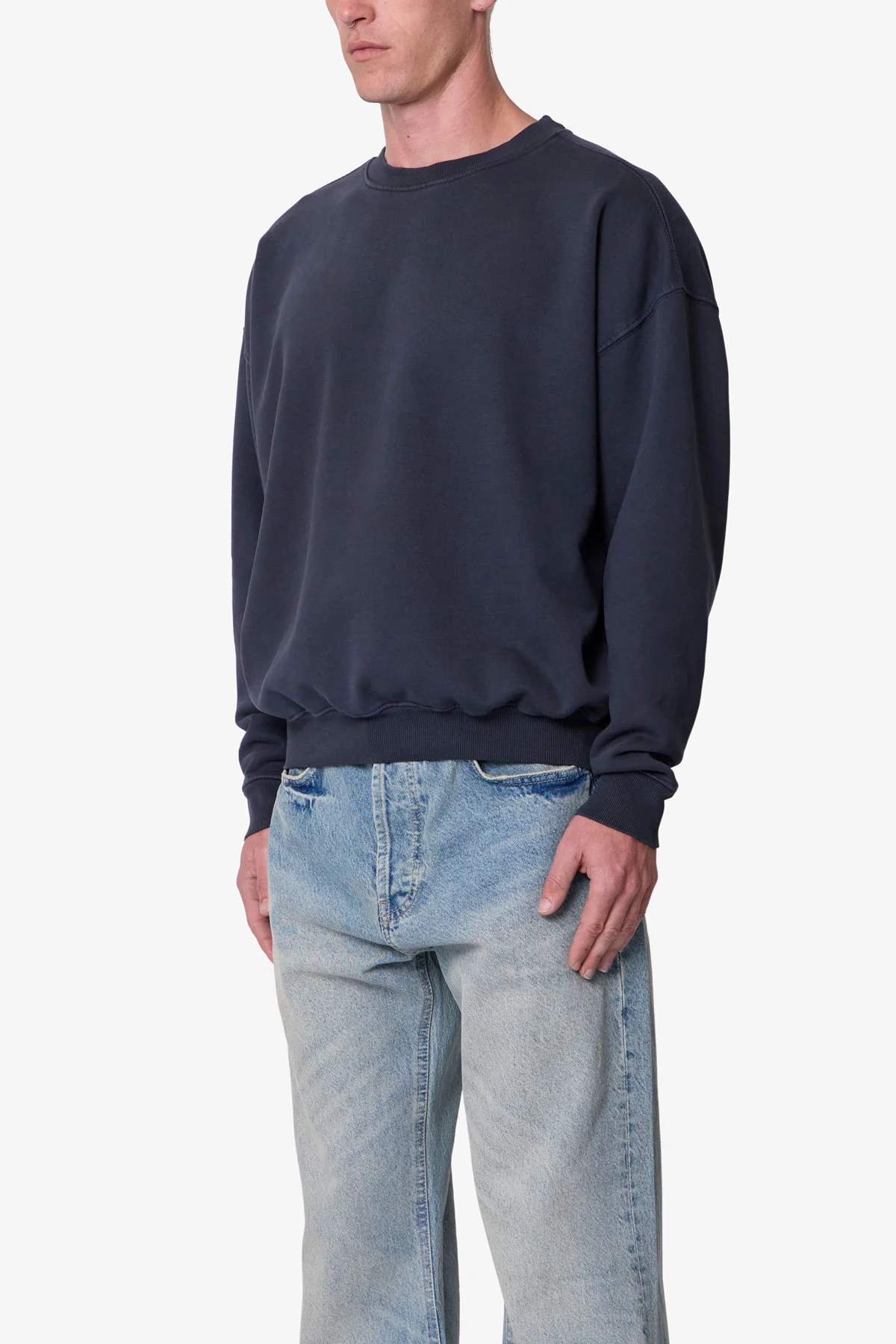 Heavy Basic Crewneck Sweater - Washed Black - Image 3