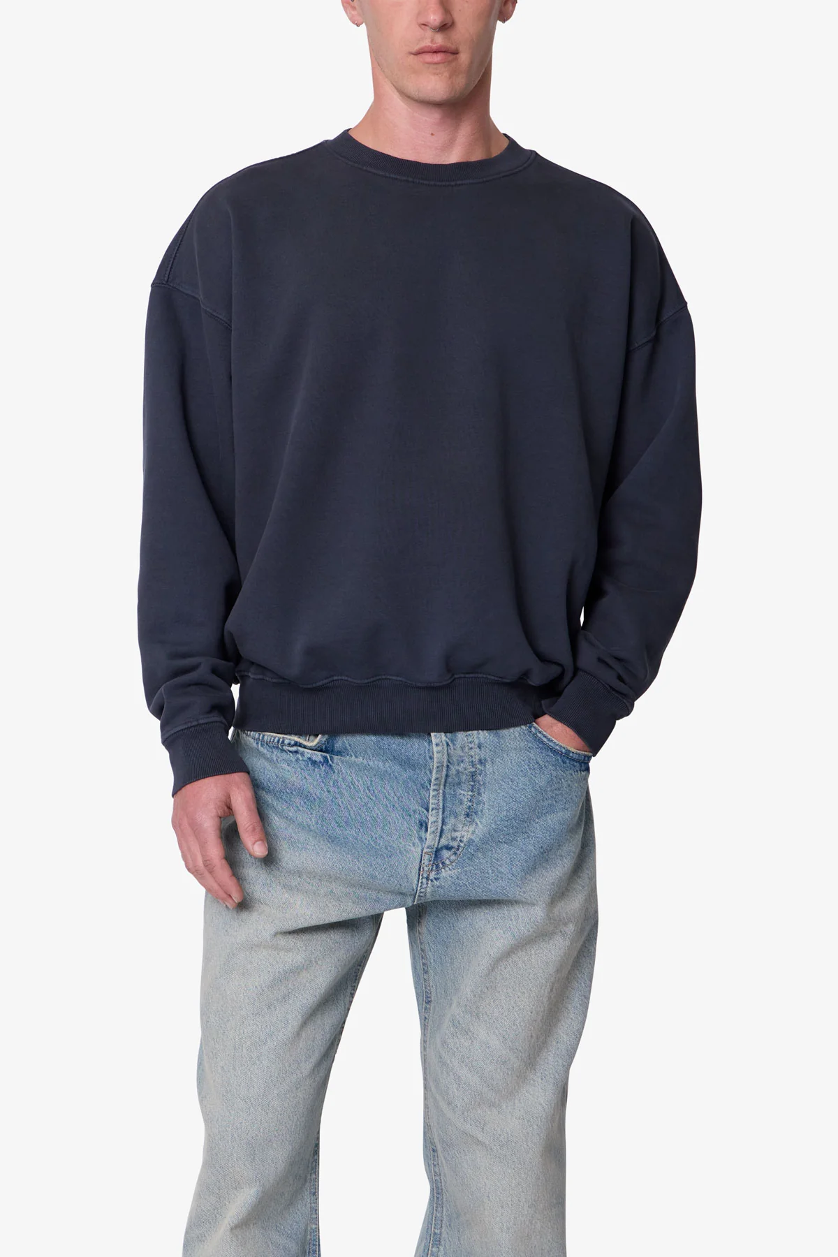 Heavy Basic Crewneck Sweater - Washed Black - Image 6