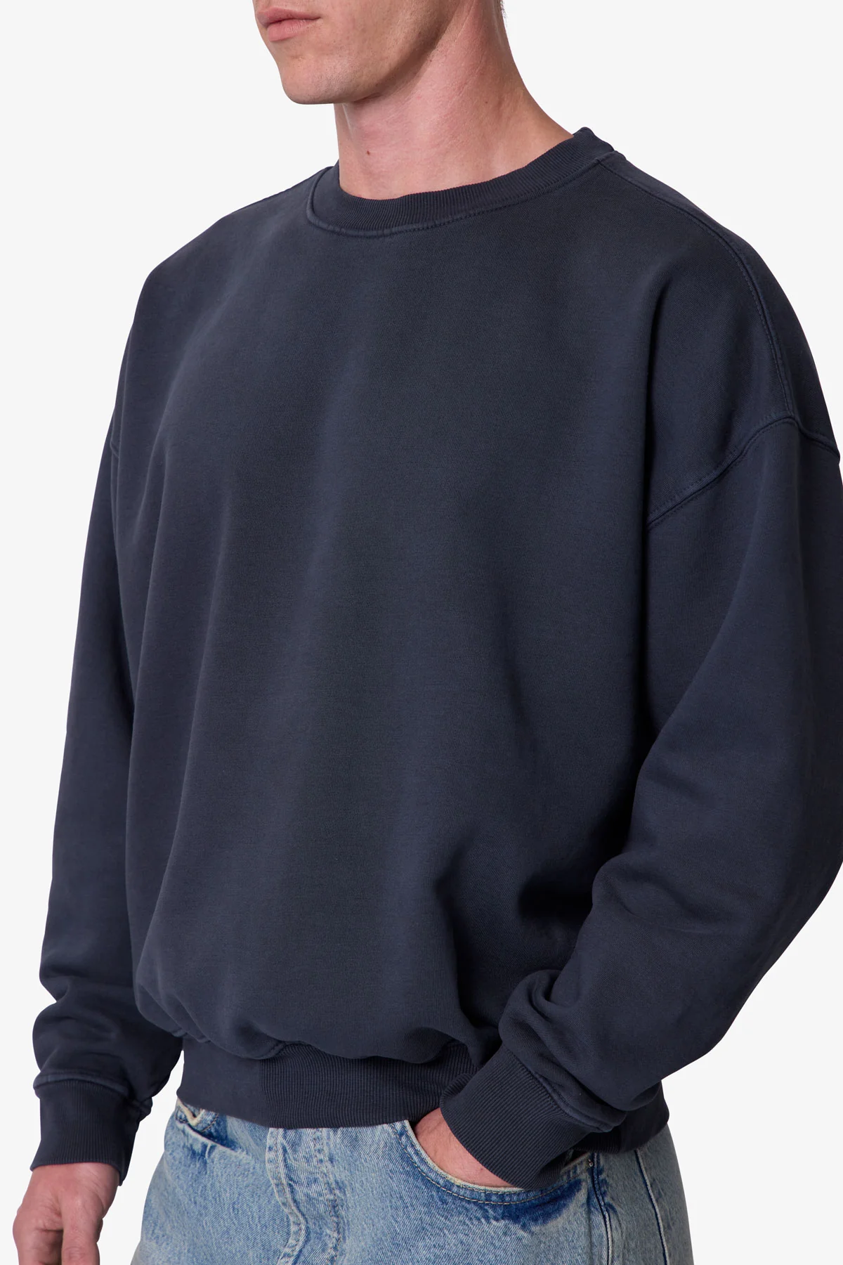 Heavy Basic Crewneck Sweater - Washed Black - Image 7