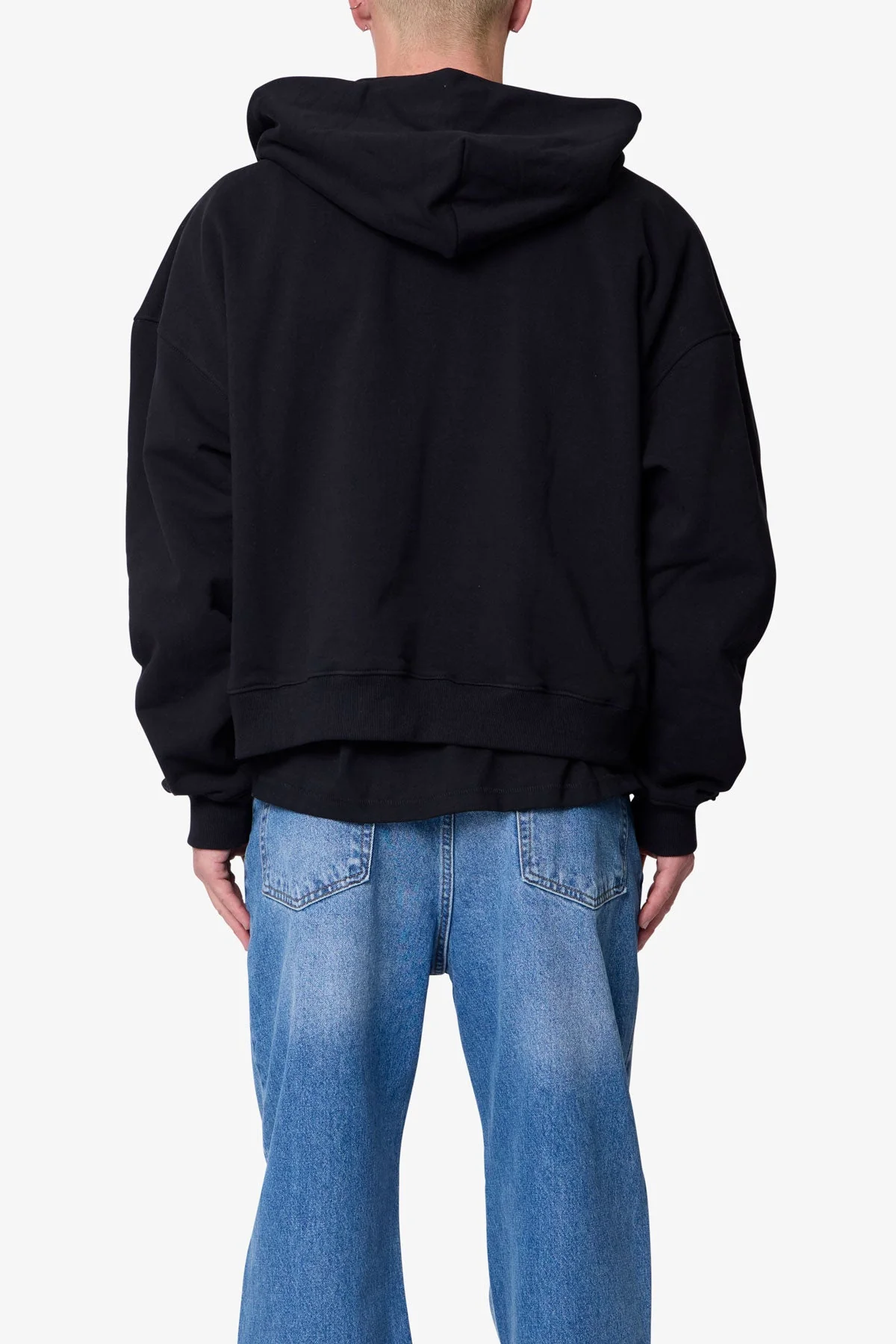 Heavy Basic Zip Up Hoodie - Black - Image 5