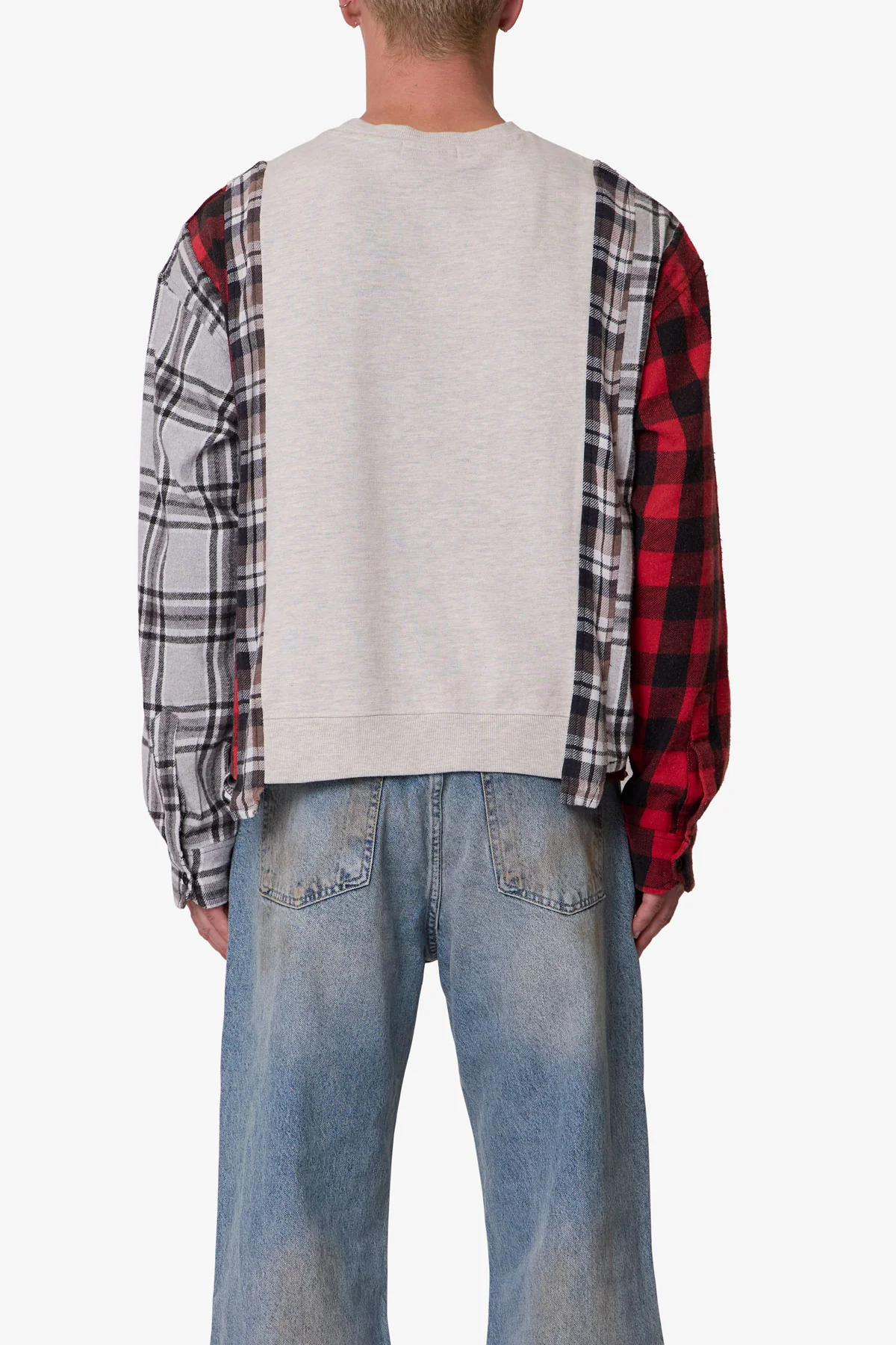 Mixed Flannel Crewneck Sweater - Multi - Image 5