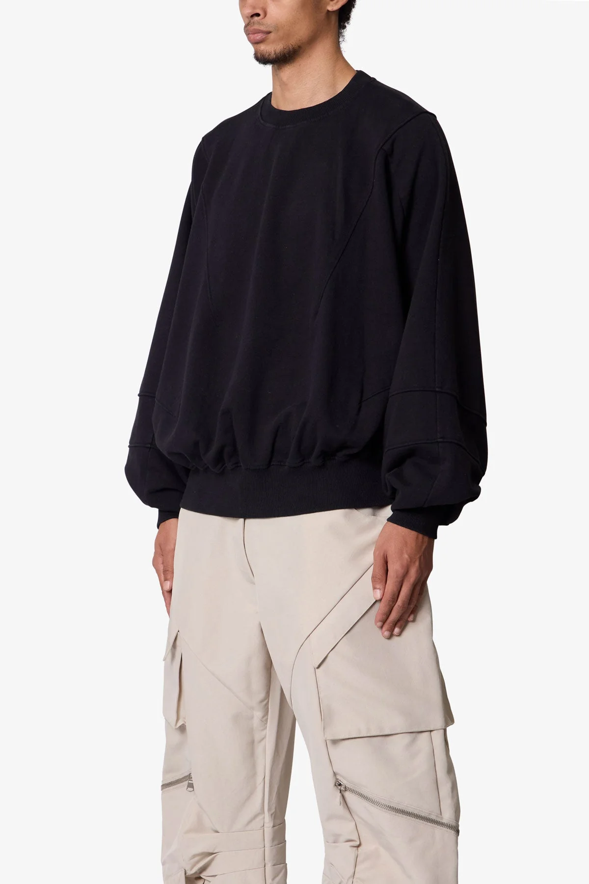 Paneled Crewneck - Black - Image 3