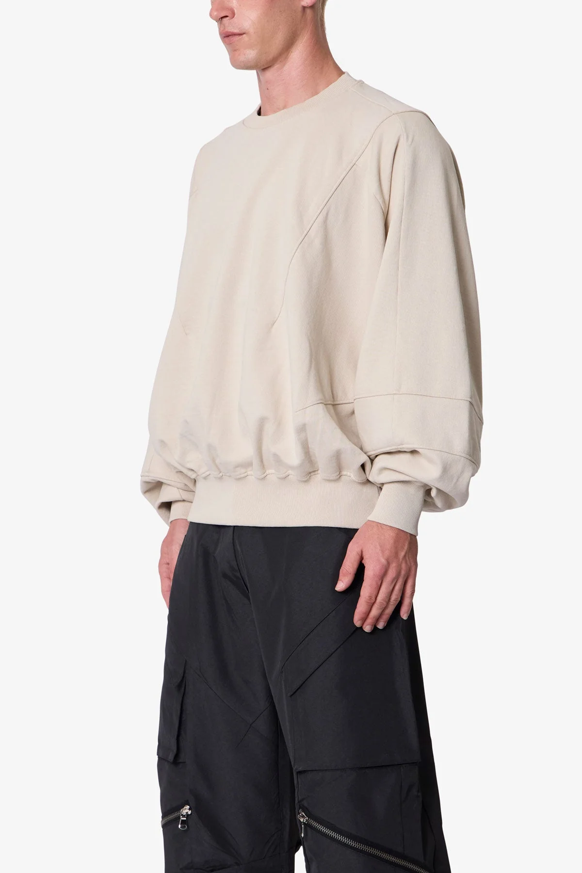 Paneled Crewneck - Bone - Image 3