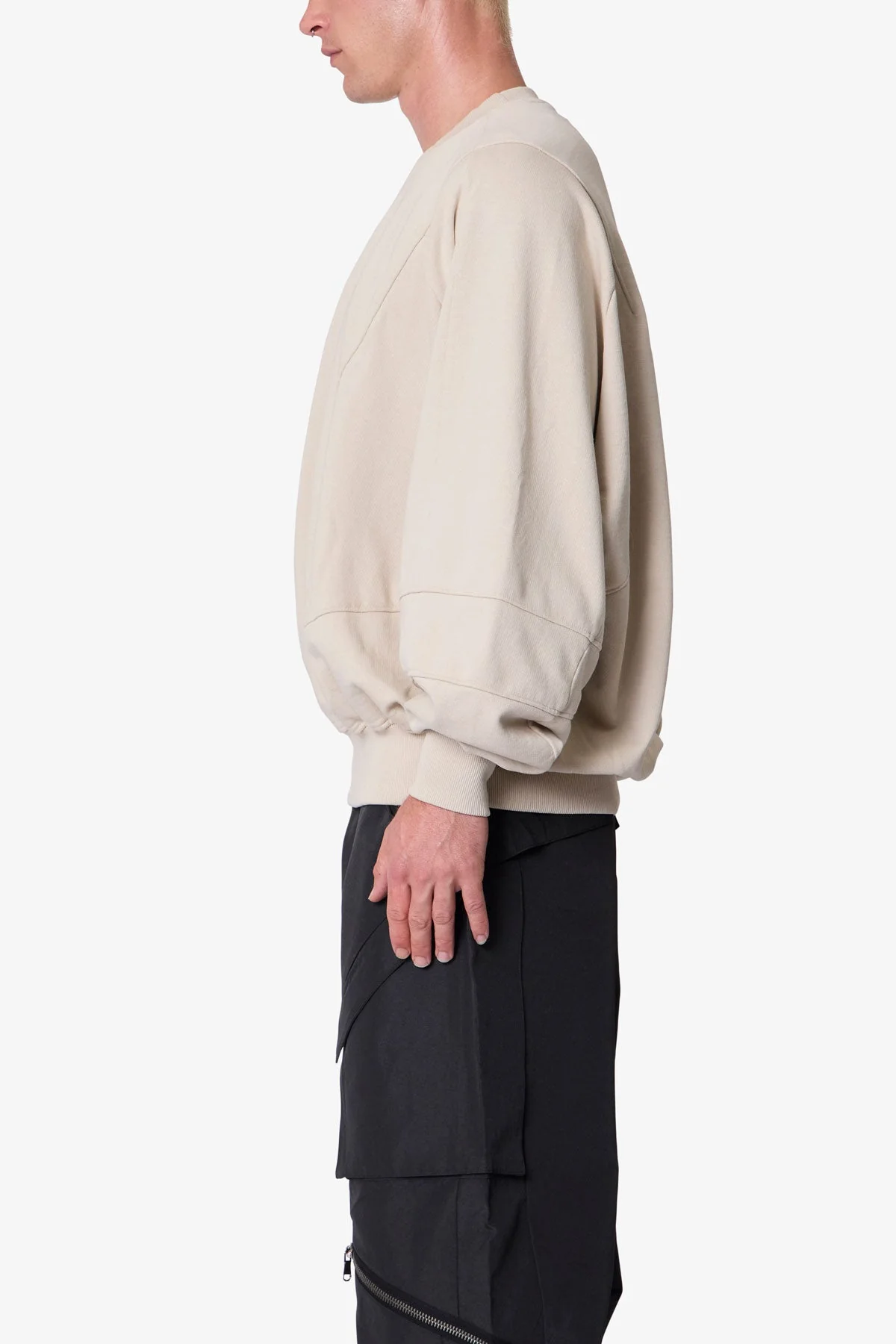 Paneled Crewneck - Bone - Image 4