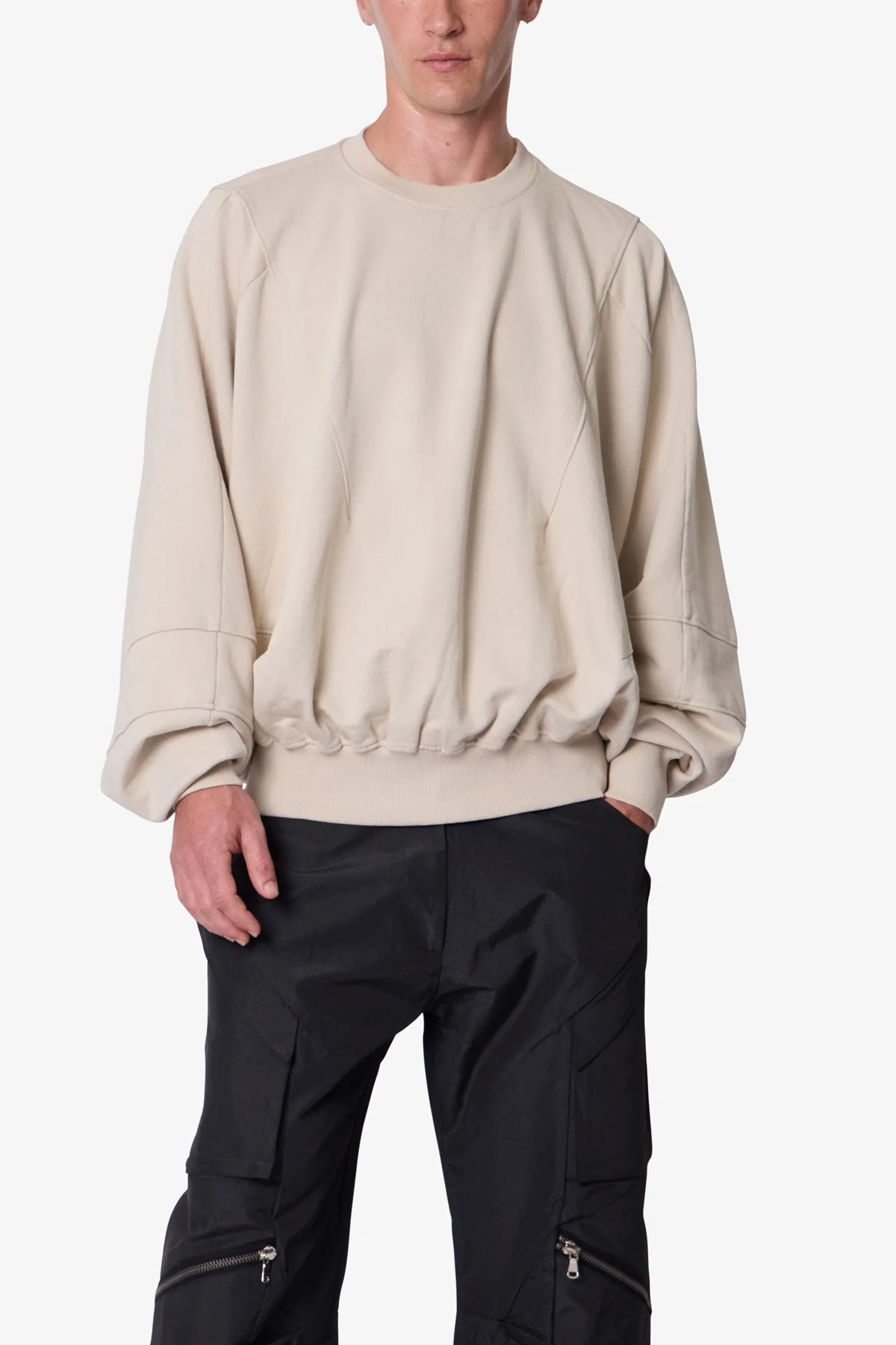 Paneled Crewneck - Bone - Image 6