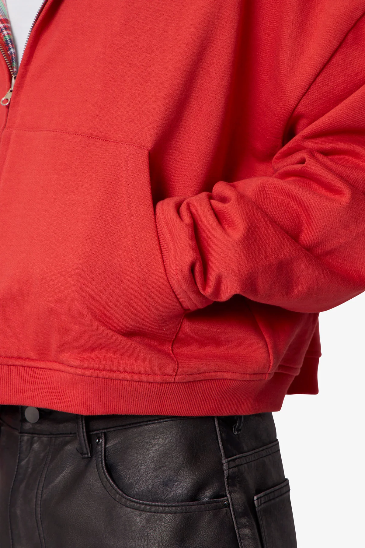 Reversible Flannel Zip Up Hoodie - Red - Image 12