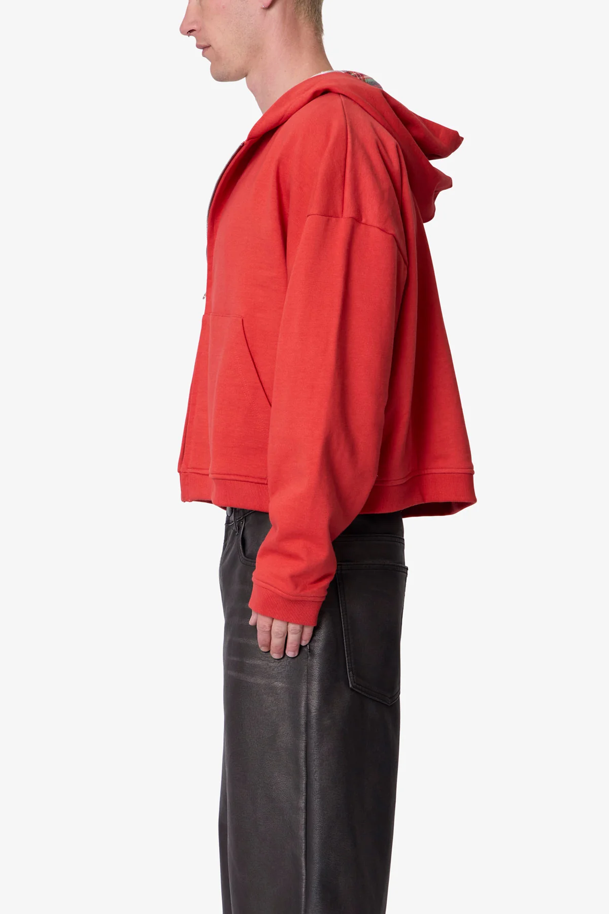 Reversible Flannel Zip Up Hoodie - Red - Image 6