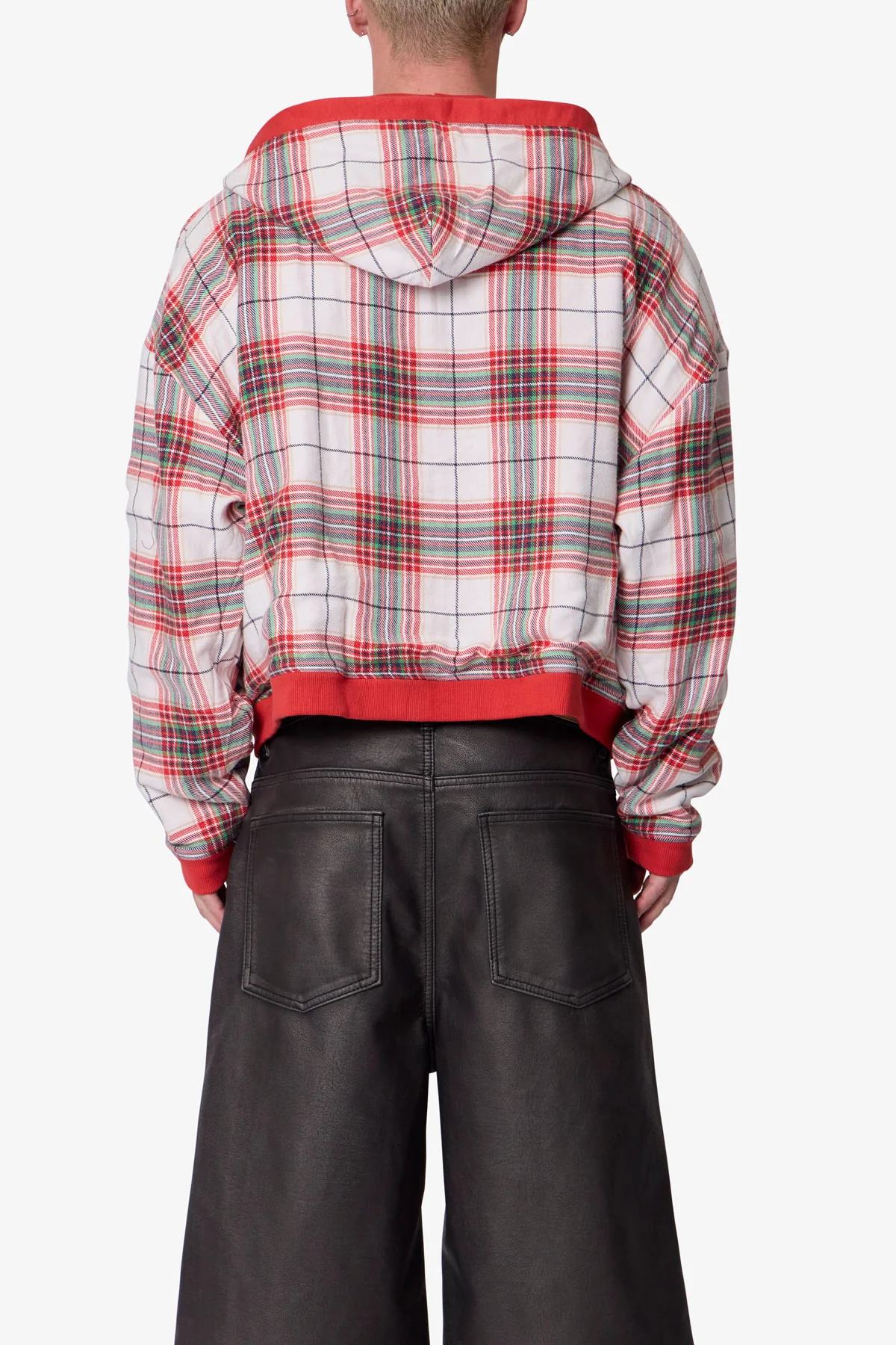 Reversible Flannel Zip Up Hoodie - Red - Image 9