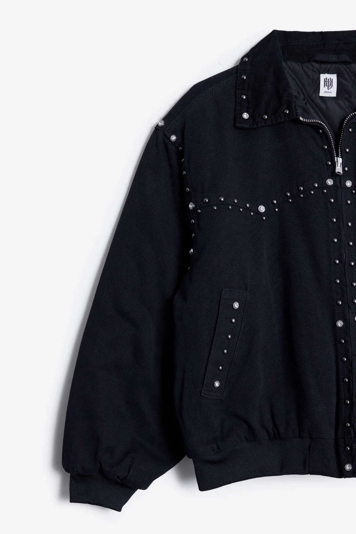 Studded Work Jacket - Washed Black - Image 3
