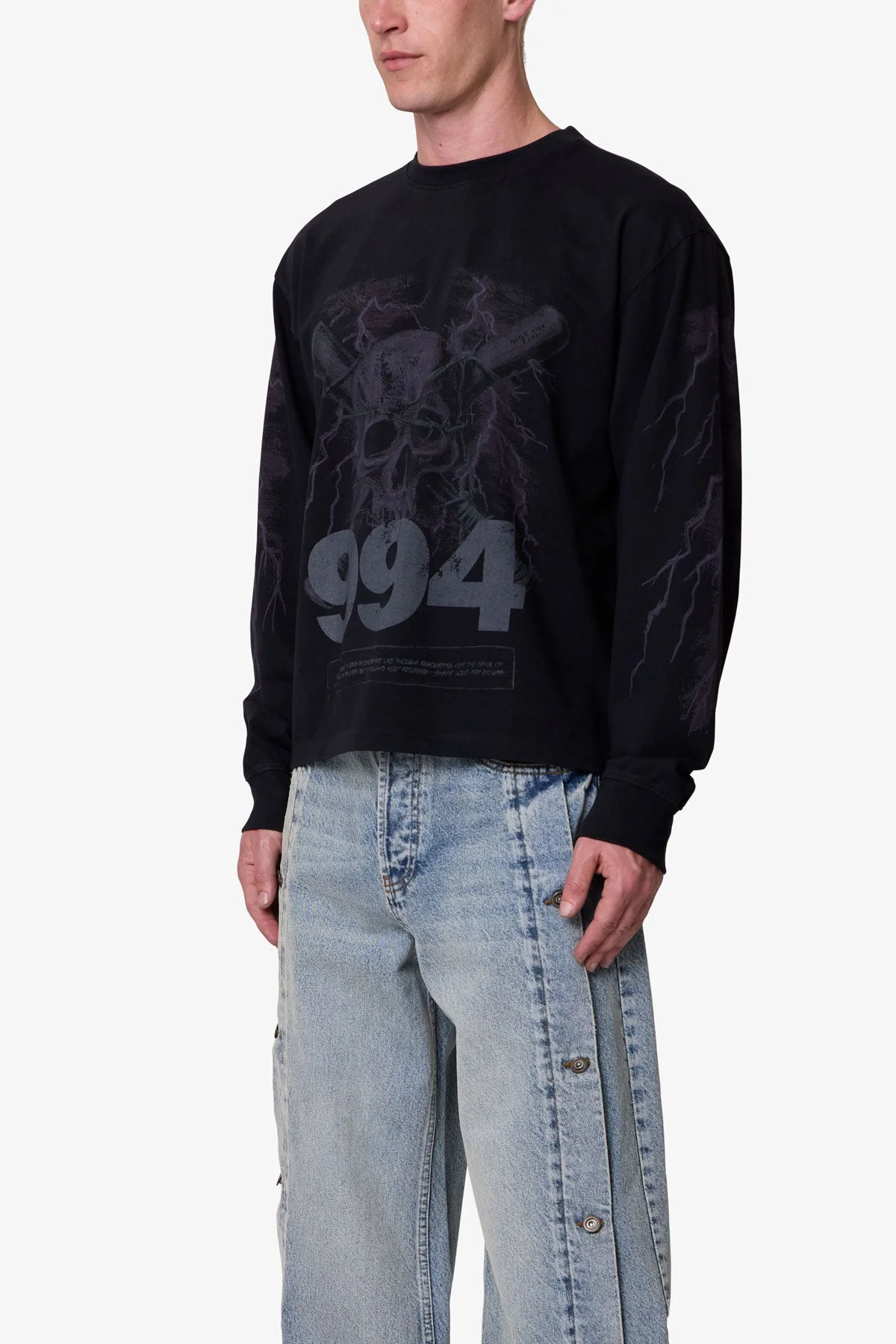 Crossbone L/S Tee - Washed Black - Image 3