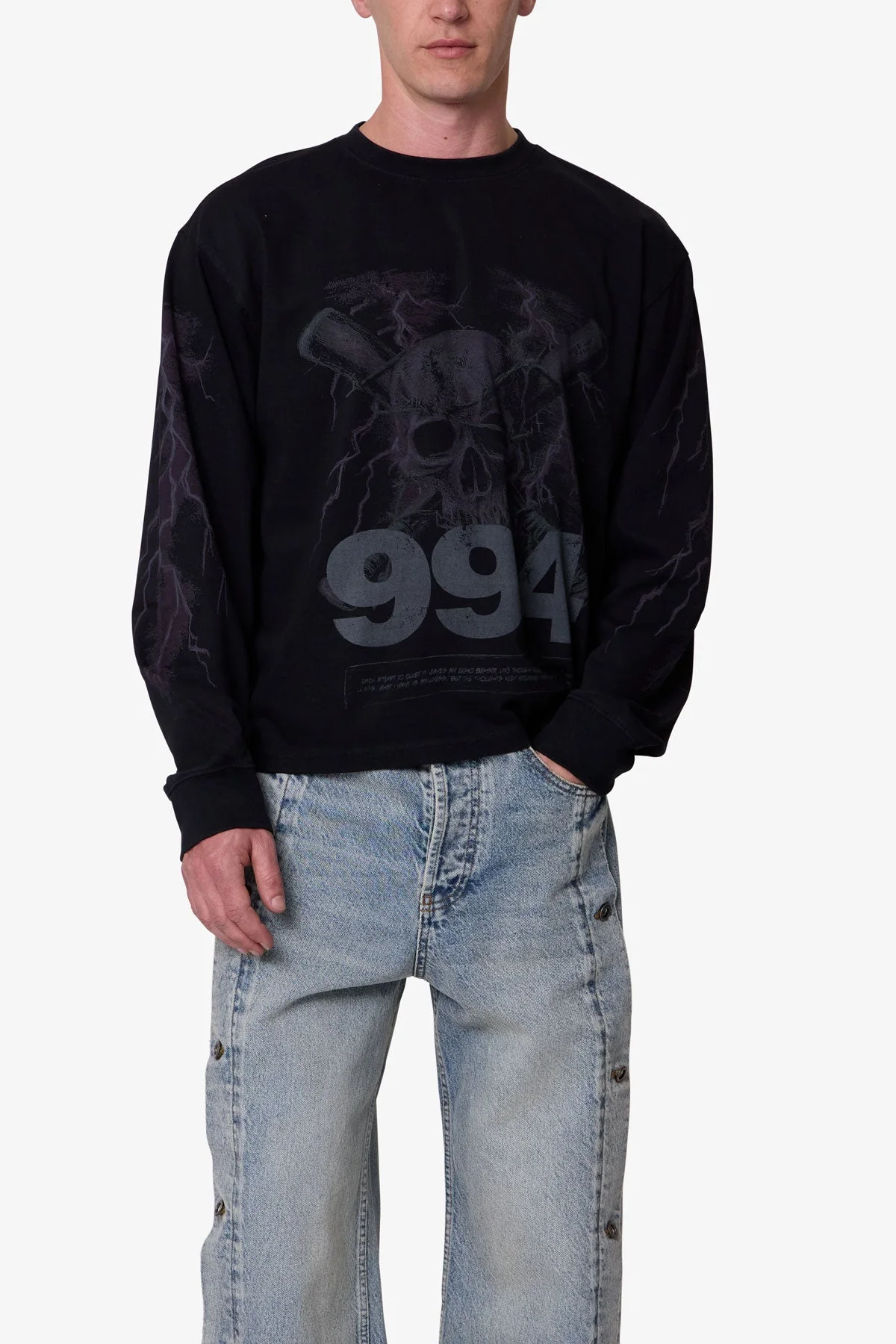 Crossbone L/S Tee - Washed Black - Image 5