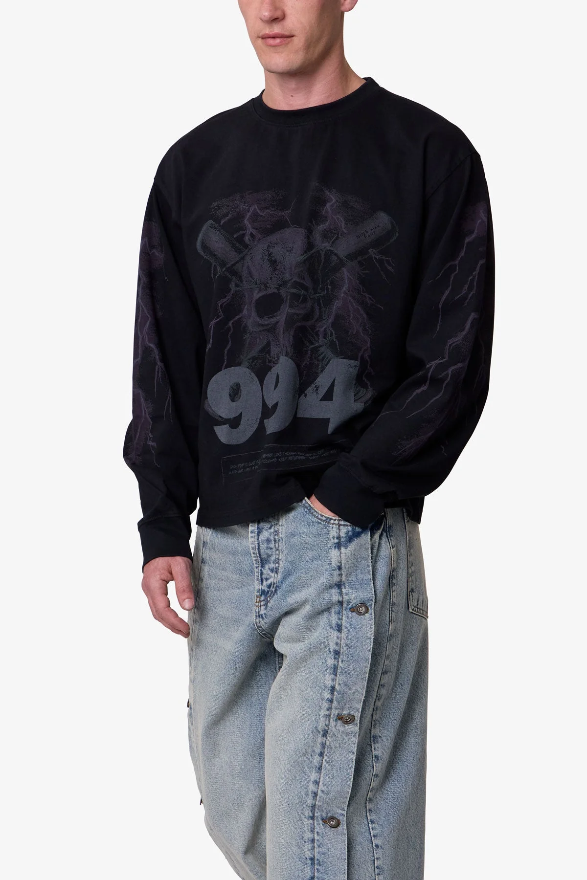 Crossbone L/S Tee - Washed Black - Image 6