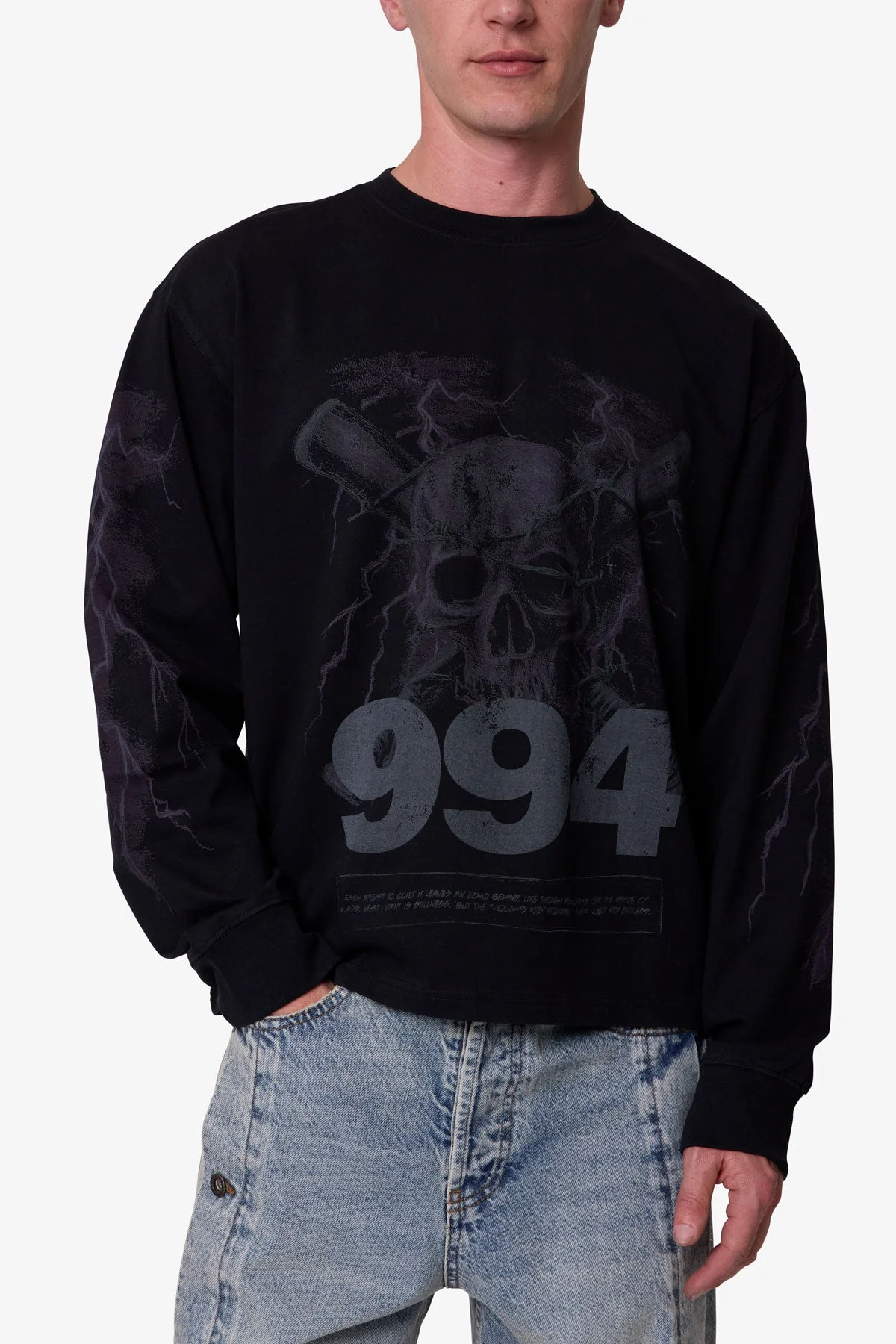 Crossbone L/S Tee - Washed Black - Image 7