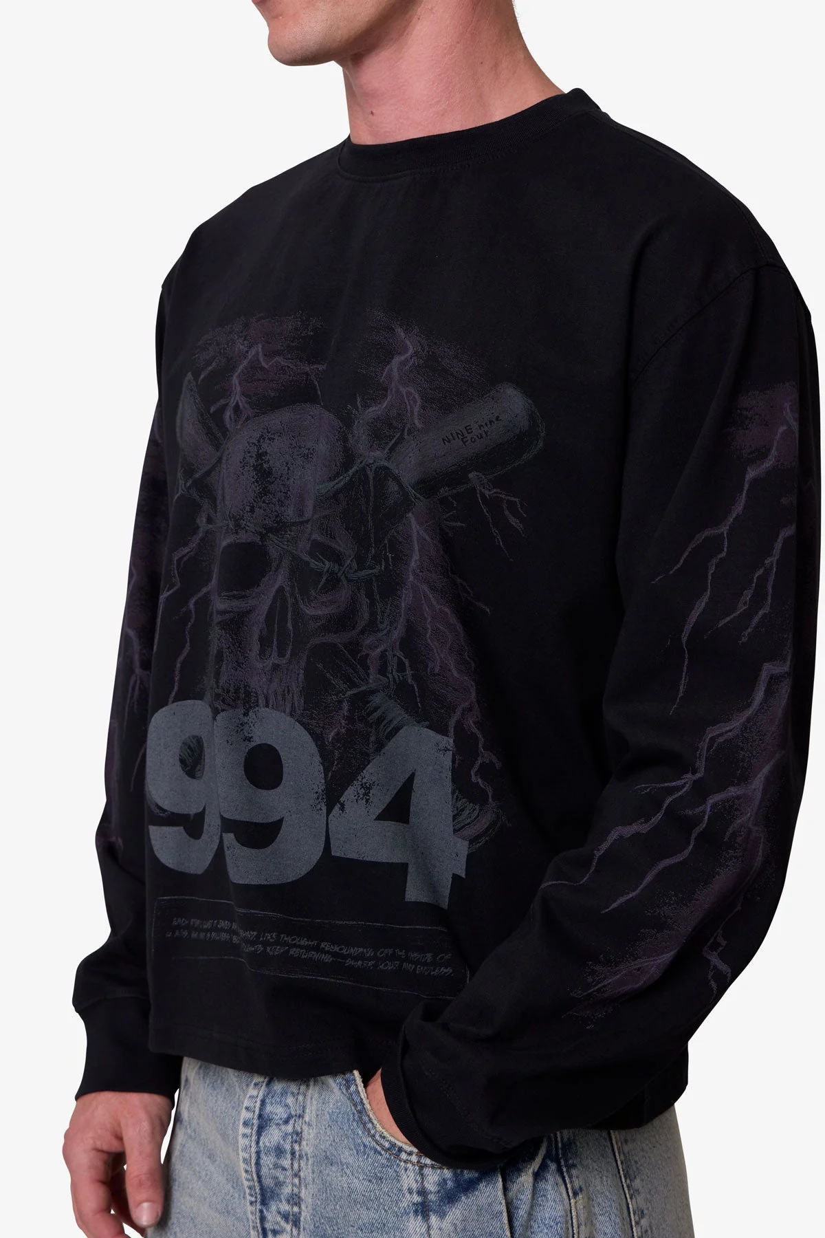 Crossbone L/S Tee - Washed Black - Image 8