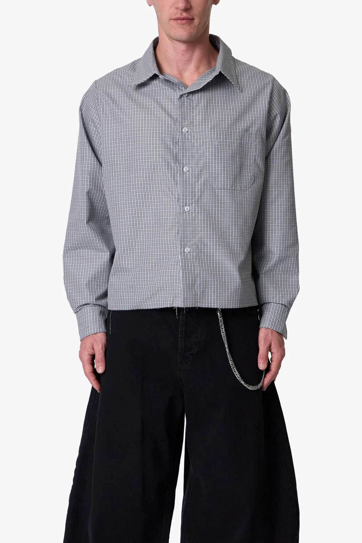 L/S Plaid Poplin Shirt - Grey - Image 2
