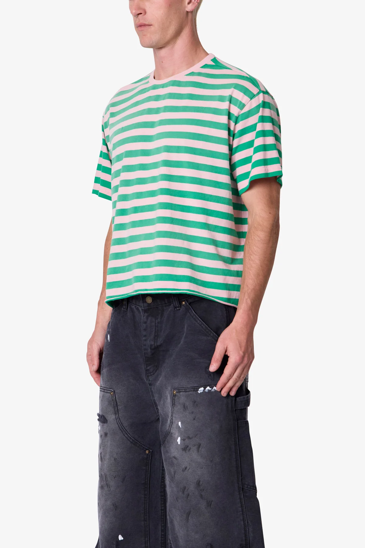 Striped S/S Tee - Pink/Green - Image 3