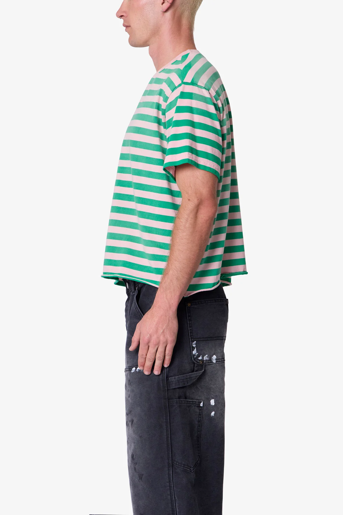 Striped S/S Tee - Pink/Green - Image 4