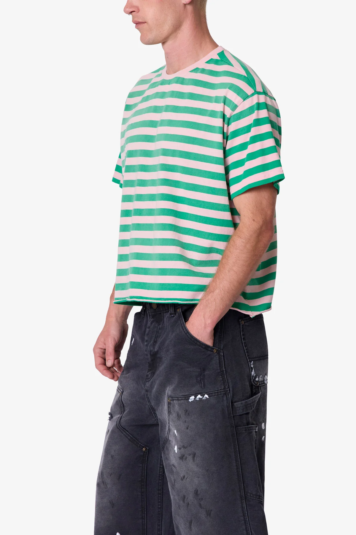 Striped S/S Tee - Pink/Green - Image 6