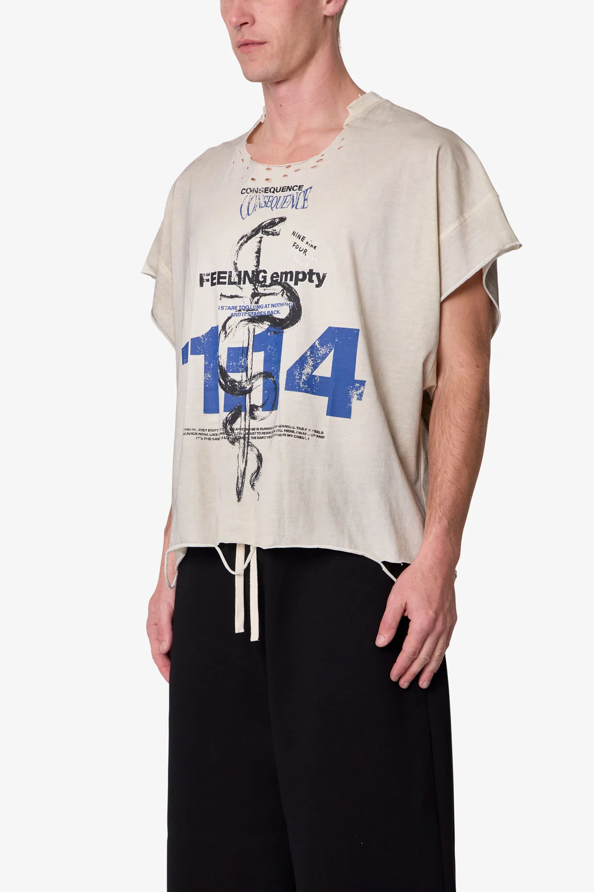 Tattered Cut Off Tee - Off White - Image 3