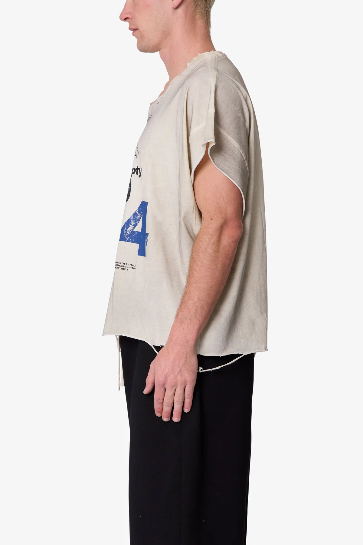 Tattered Cut Off Tee - Off White - Image 4