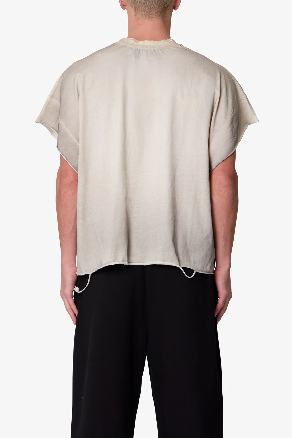 Tattered Cut Off Tee - Off White - Image 5
