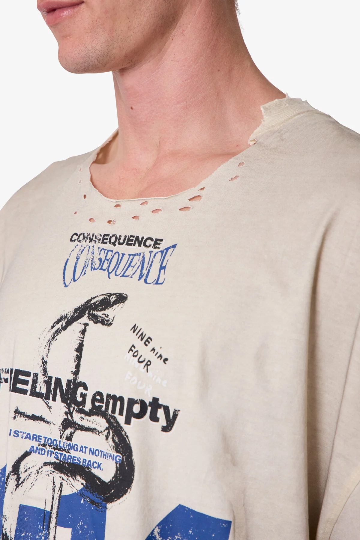 Tattered Cut Off Tee - Off White - Image 8
